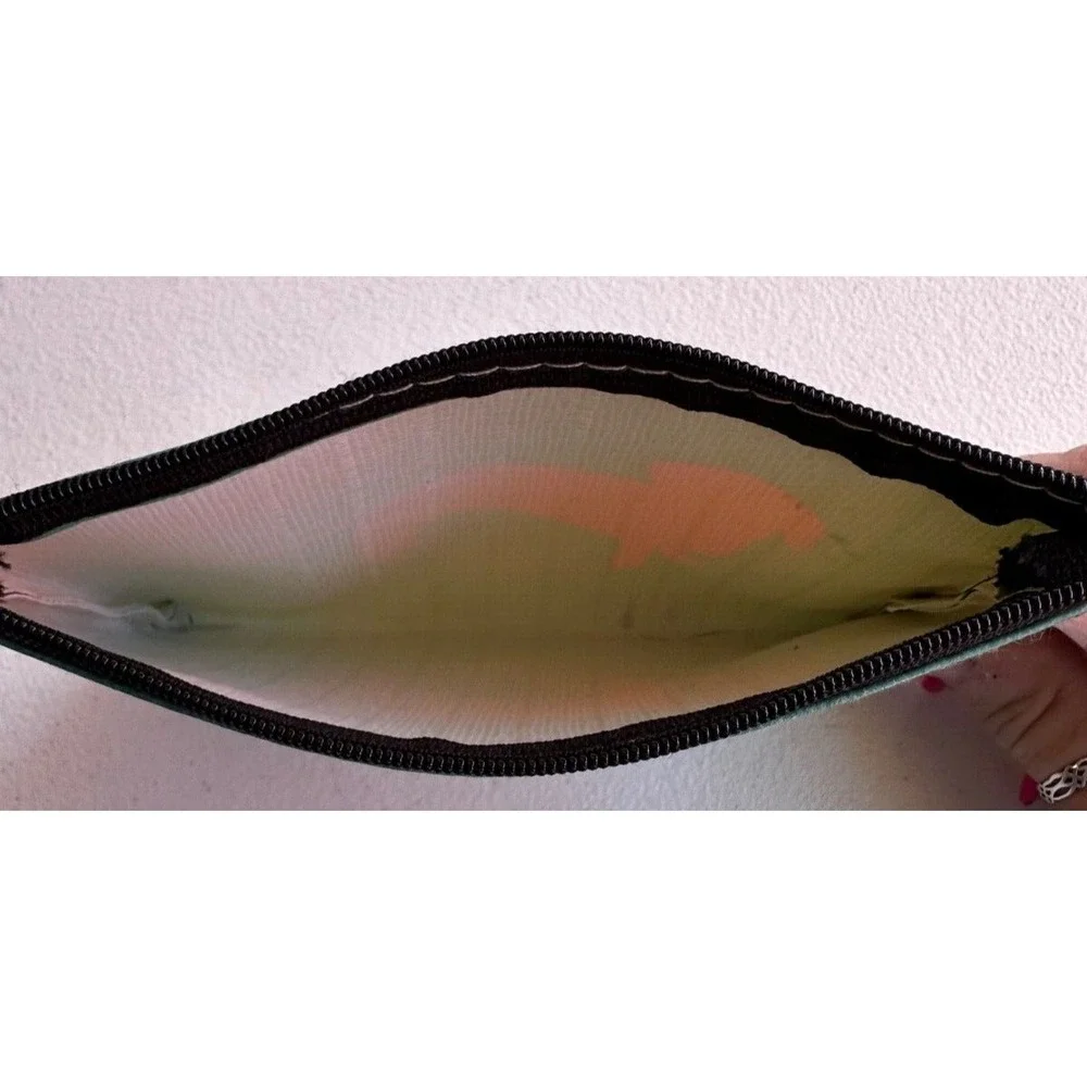 Pink Dachshund Coin Wallet Green Zip‎ Pouch Keychain Wiener Dog Card Case Clip